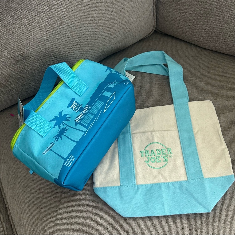Blue and Cream Tote Bag Set